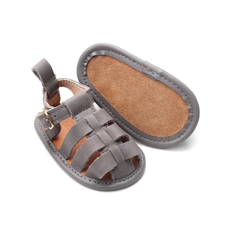 Gray - Fisherman Sandal - US Size 2-4 - Soft Sole Shoes Deer Grace