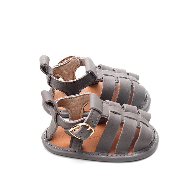 Gray - Fisherman Sandal - US Size 2-4 - Soft Sole Shoes Deer Grace