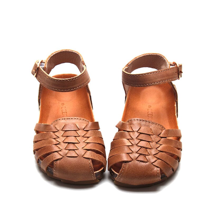 Camel - Woven Sandal - US Size 5-10 - Hard Sole Shoes Deer Grace 
