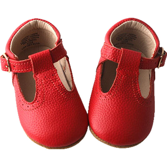 Red - Classic T-Bar - US Size 2-4 - Soft Sole Shoes Deer Grace