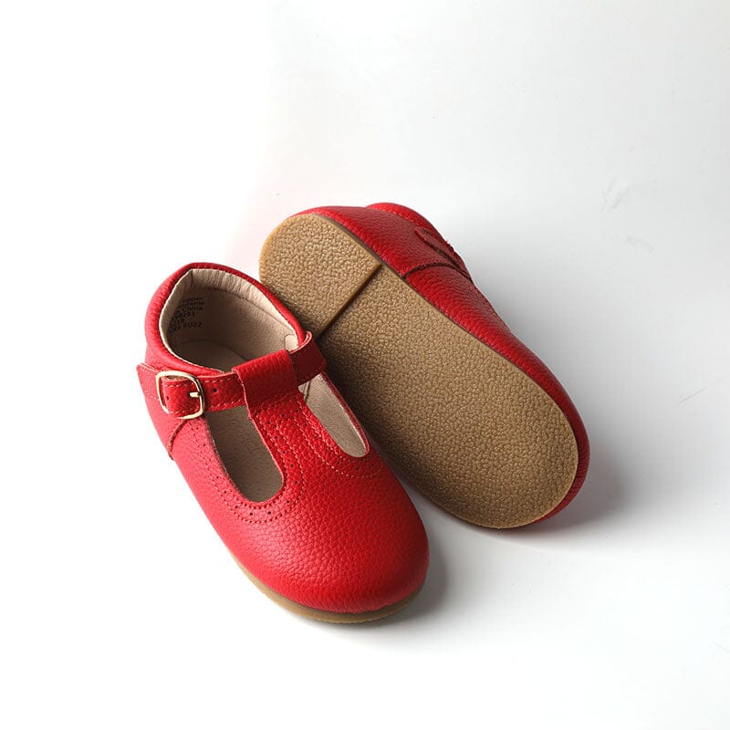 Red - Classic T-Bar - US Size 5-10 - Hard Sole Shoes Deer Grace