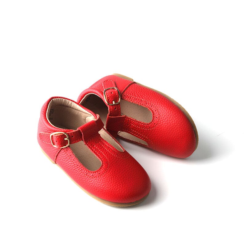 Red - Classic T-Bar - US Size 5-10 - Hard Sole Shoes Deer Grace