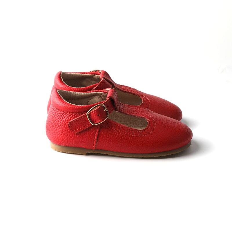 Red - Classic T-Bar - US Size 5-10 - Hard Sole Shoes Deer Grace
