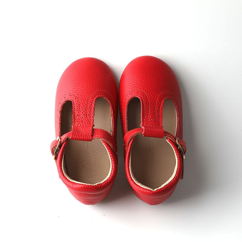 Red - Classic T-Bar - US Size 5-10 - Hard Sole Shoes Deer Grace