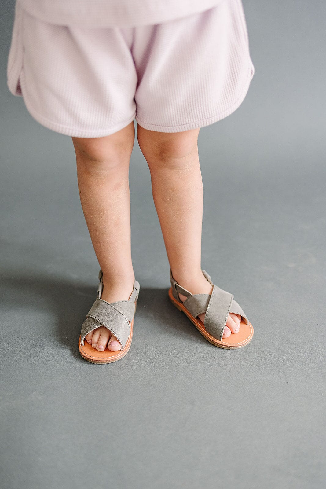 Gray - Cross Sandal - US Size 5-9 - Hard Sole Shoes Deer Grace