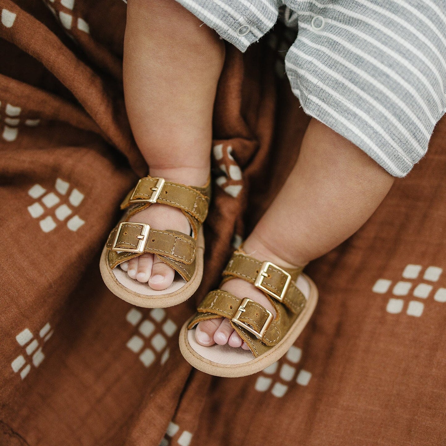 Brown- Summer Sandal - US Size 2-4 - Soft Sole Shoes Deer Grace