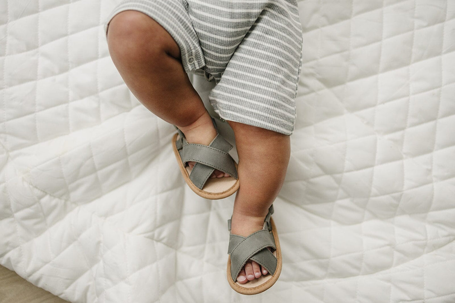 Gray - Cross Sandal - US Size 2-4 - Soft Sole Shoes Deer Grace