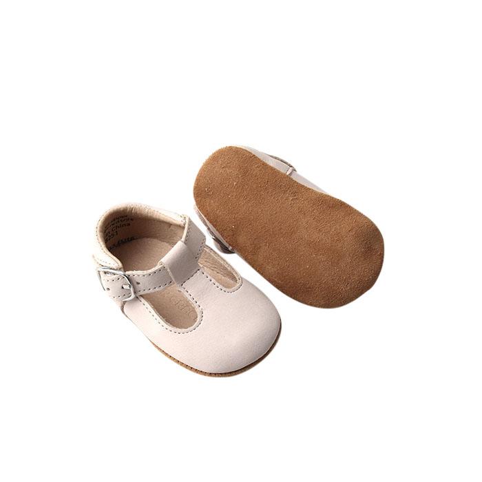 Cream - Classic T-Bar - US Size 1-4 - Soft Sole Shoes Deer Grace