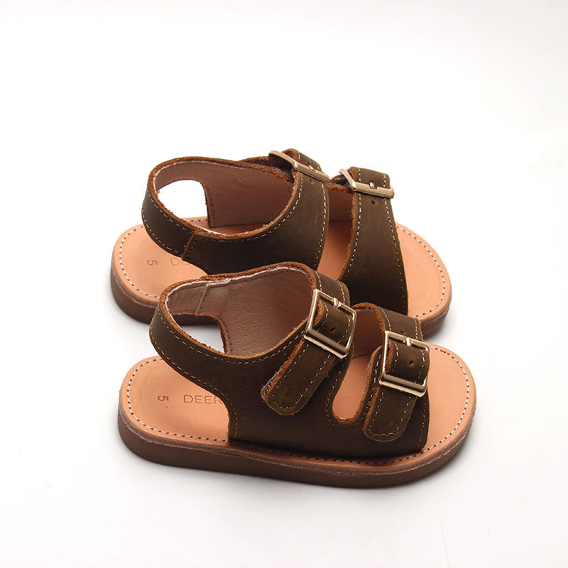 Brown - Summer Sandal - US Size 5-9 - Hard Sole Shoes Deer Grace