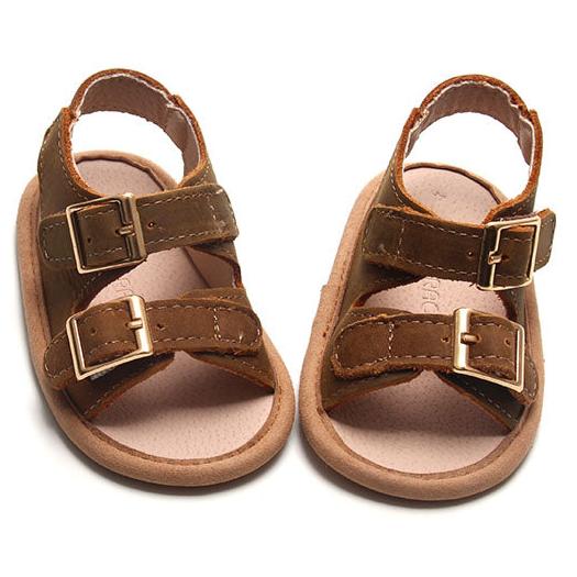 Brown- Summer Sandal - US Size 2-4 - Soft Sole Shoes Deer Grace