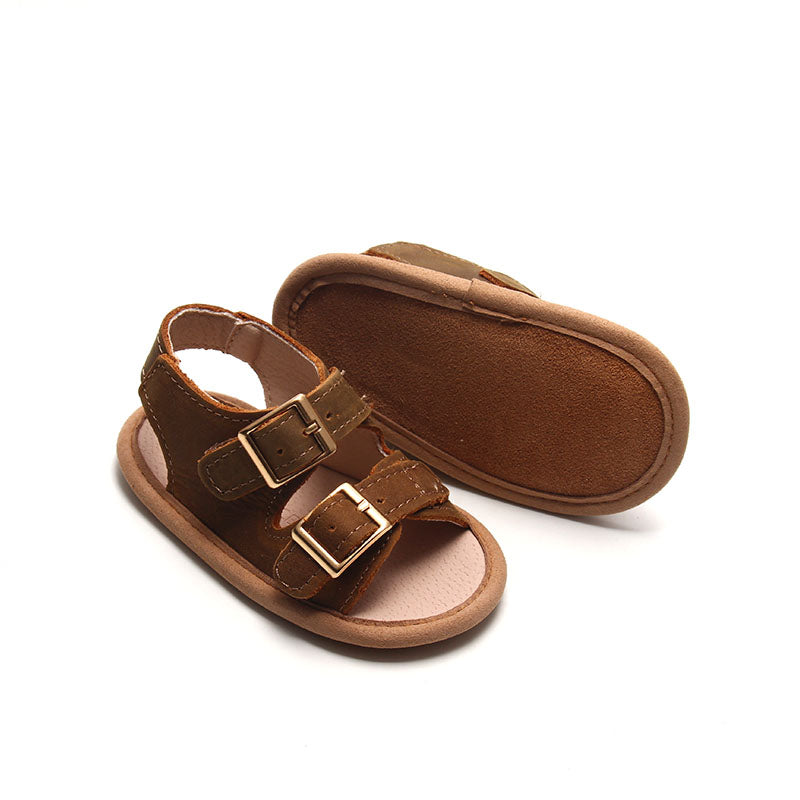 Brown- Summer Sandal - US Size 2-4 - Soft Sole Shoes Deer Grace