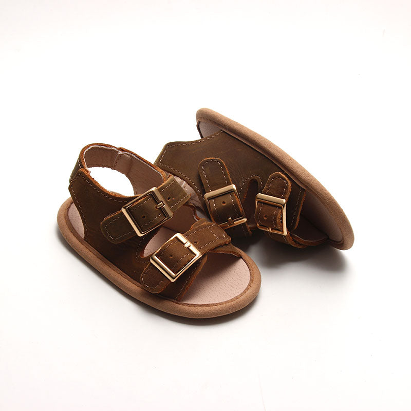 Brown- Summer Sandal - US Size 2-4 - Soft Sole Shoes Deer Grace