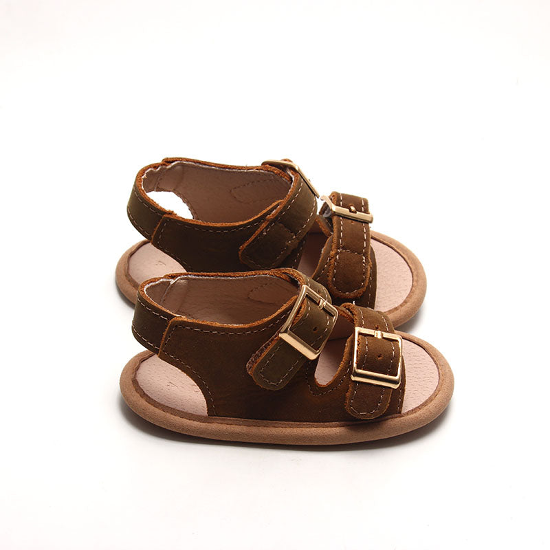 Brown- Summer Sandal - US Size 2-4 - Soft Sole Shoes Deer Grace