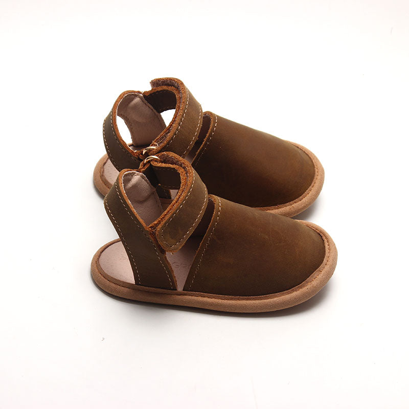 Brown- Emmie Flats - US Size 2-4 - Soft Sole Shoes Deer Grace