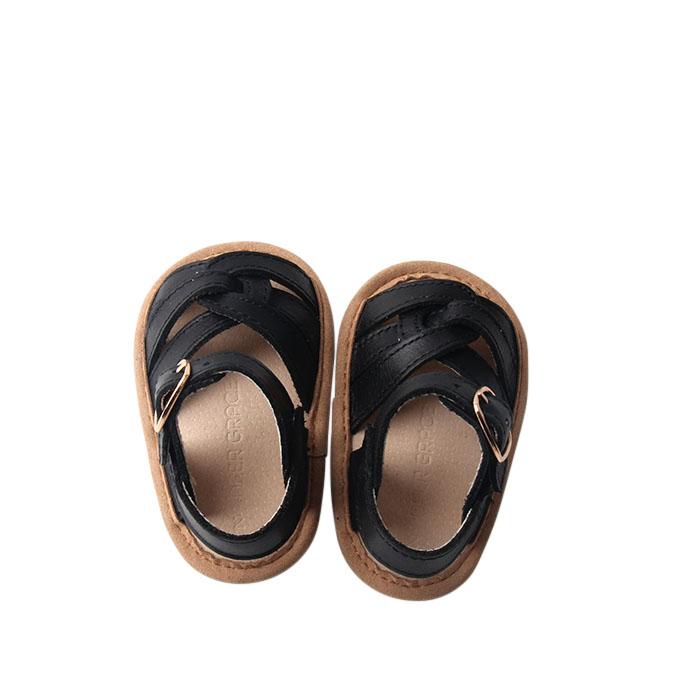 Black - Desert Sandal - US Size 1-4 - Soft Sole Shoes Deer Grace