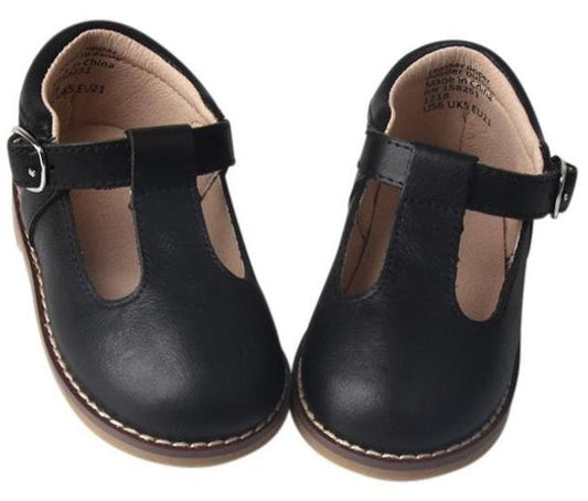 Black - Classic T-Bar - US Size 5-10 - Hard Sole Shoes Deer Grace