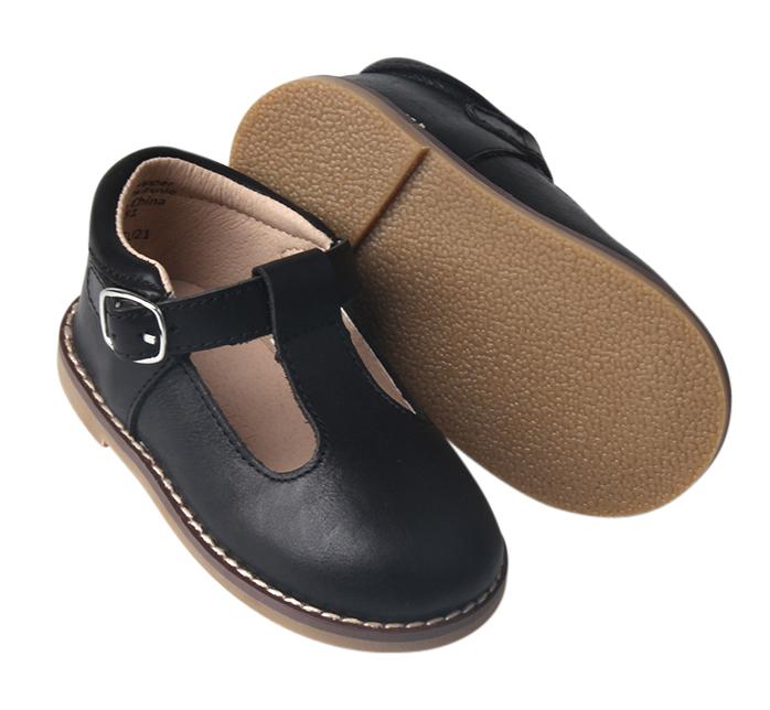 Black - Classic T-Bar - US Size 5-10 - Hard Sole Shoes Deer Grace