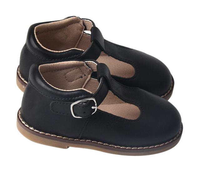Black - Classic T-Bar - US Size 5-10 - Hard Sole Shoes Deer Grace