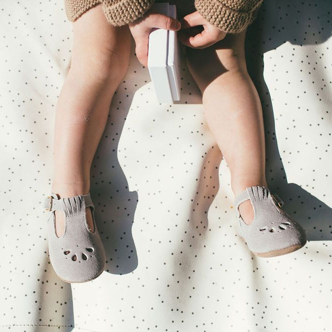 Slate Suede - Daisy T-Bar - Soft Sole Shoes Deer Grace