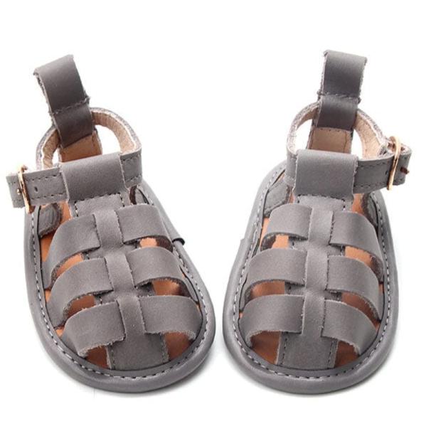 Gray - Fisherman Sandal - US Size 2-4 - Soft Sole Shoes Deer Grace 