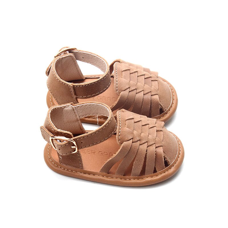 Camel - Woven Sandal - US Size 2-4 - Soft Sole Shoes Deer Grace 