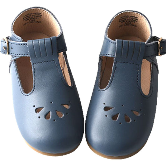 Navy - Daisy T-Bar - US Size 5-10 - Hard Sole Shoes Deer Grace 
