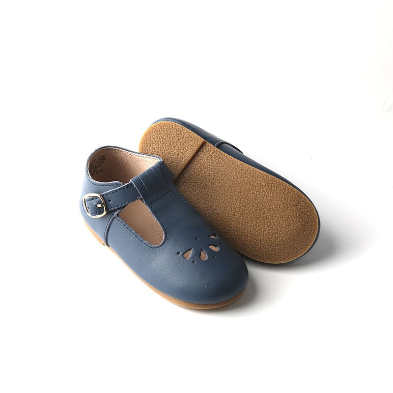Navy - Daisy T-Bar - US Size 5-10 - Hard Sole Shoes Deer Grace 