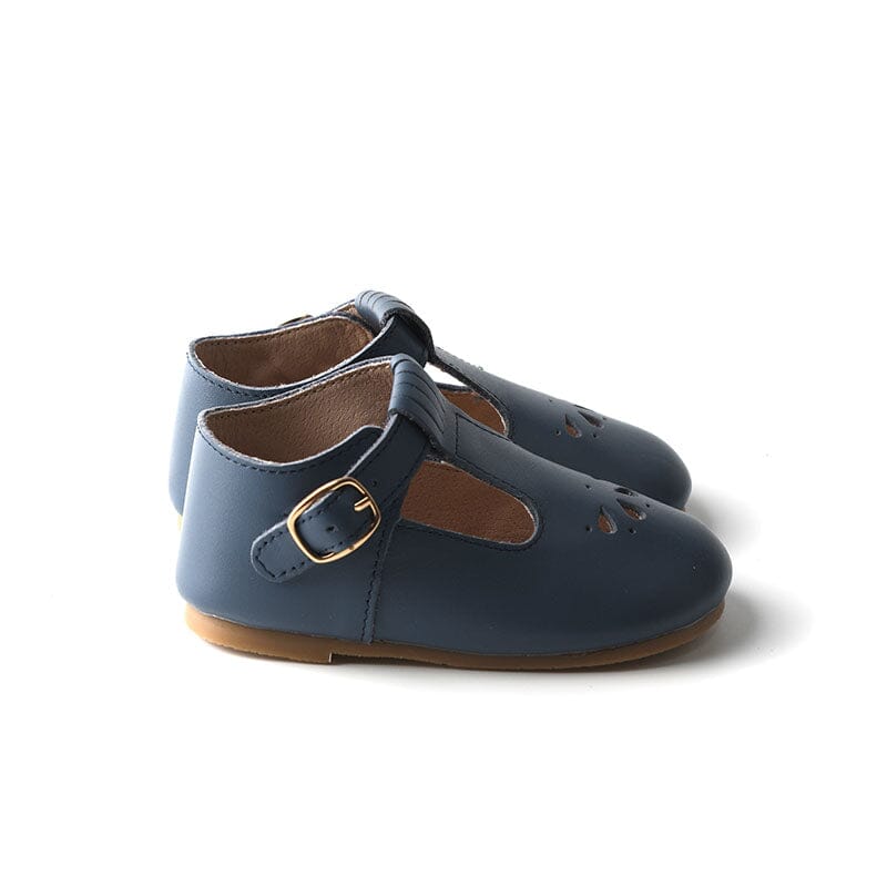 Navy - Daisy T-Bar - US Size 5-10 - Hard Sole Shoes Deer Grace 