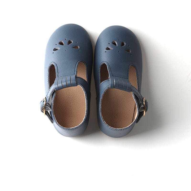 Navy - Daisy T-Bar - US Size 5-10 - Hard Sole Shoes Deer Grace 