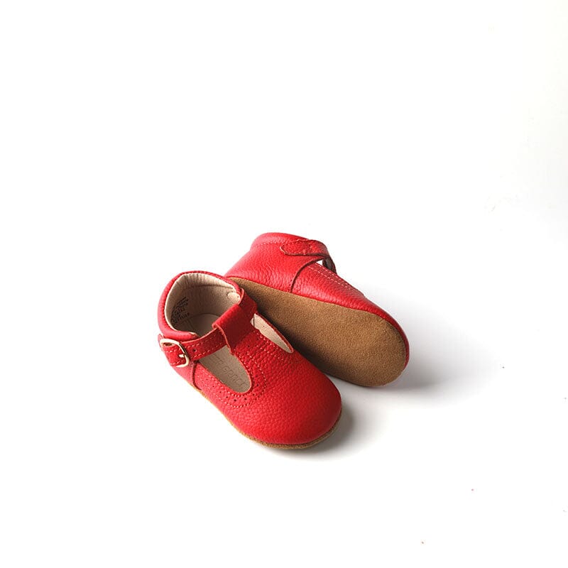 Red - Classic T-Bar - US Size 2-4 - Soft Sole Shoes Deer Grace 