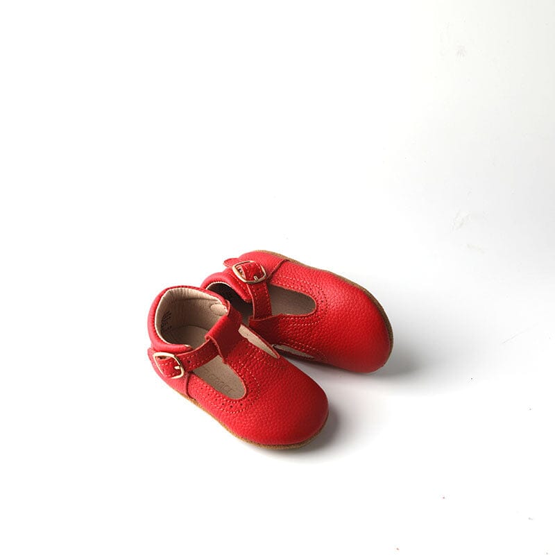 Red - Classic T-Bar - US Size 2-4 - Soft Sole Shoes Deer Grace 