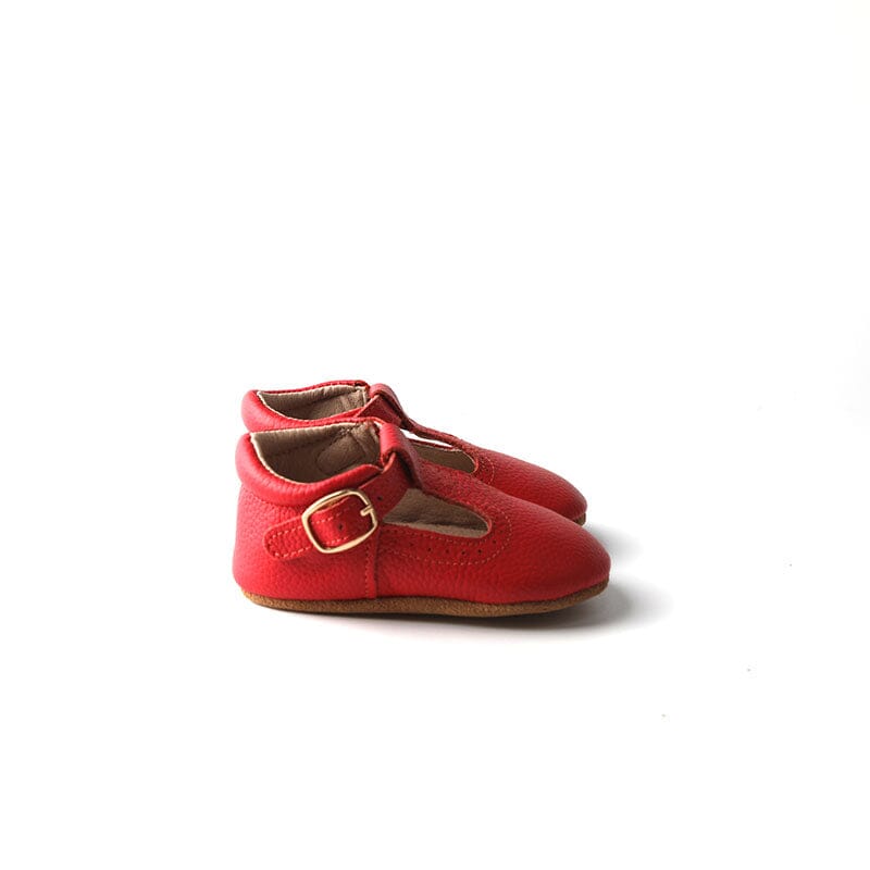 Red - Classic T-Bar - US Size 2-4 - Soft Sole Shoes Deer Grace 