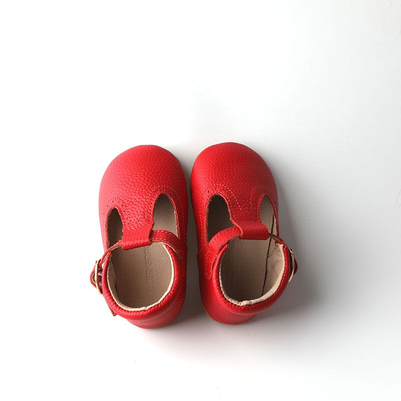 Red - Classic T-Bar - US Size 2-4 - Soft Sole Shoes Deer Grace 