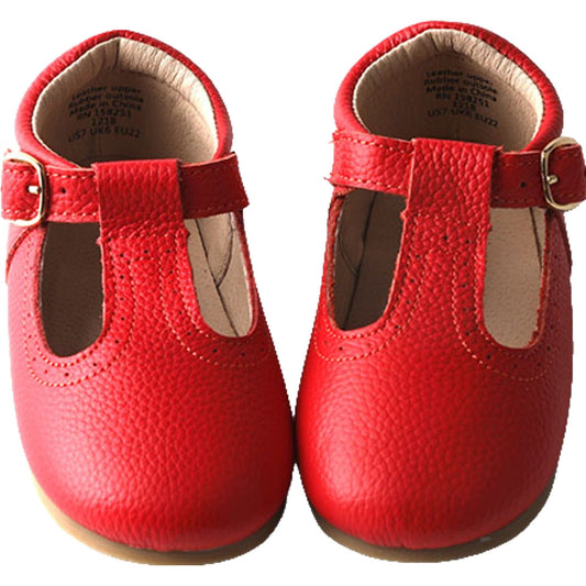 Red - Classic T-Bar - US Size 5-10 - Hard Sole Shoes Deer Grace 