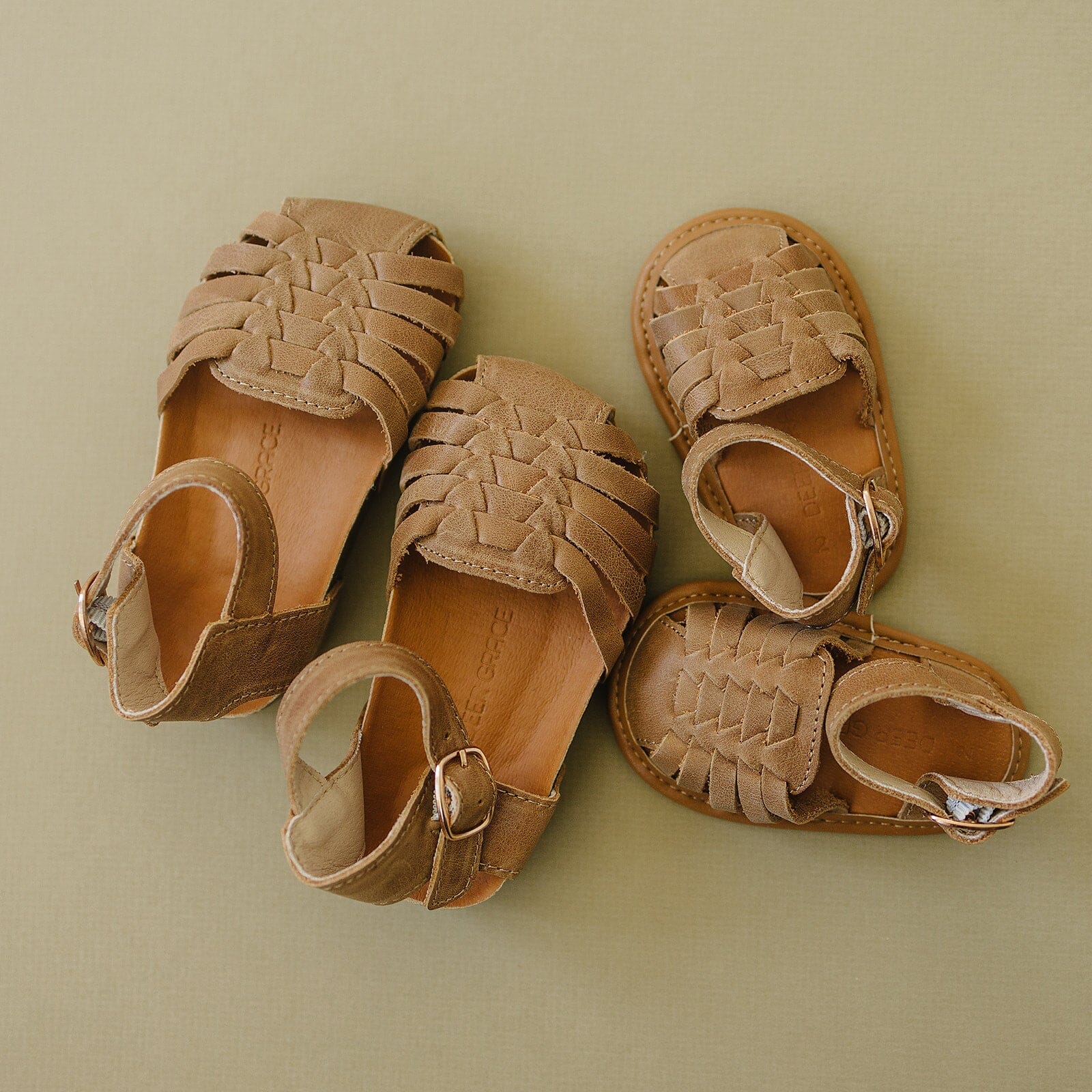 Camel - Woven Sandal - US Size 2-4 - Soft Sole Shoes Deer Grace 