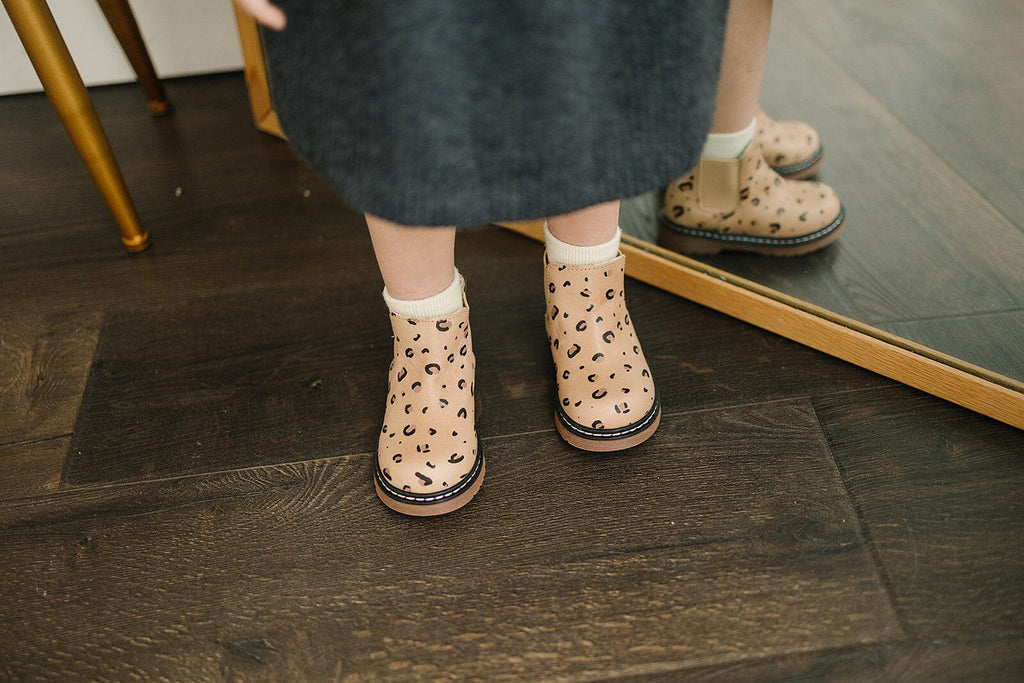 Cheetah Chelsea Boots - US Size 4-12 - Hard Sole Shoes Deer Grace 