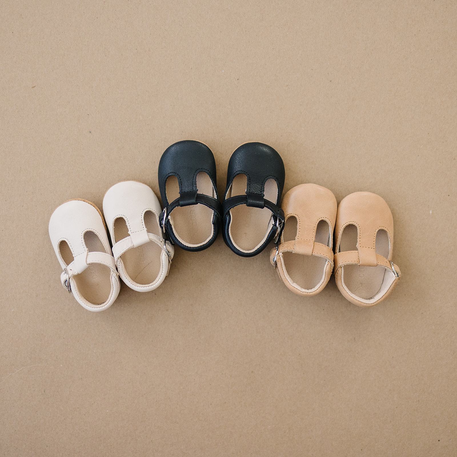 Cream - Classic T-Bar - US Size 1-4 - Soft Sole Shoes Deer Grace 