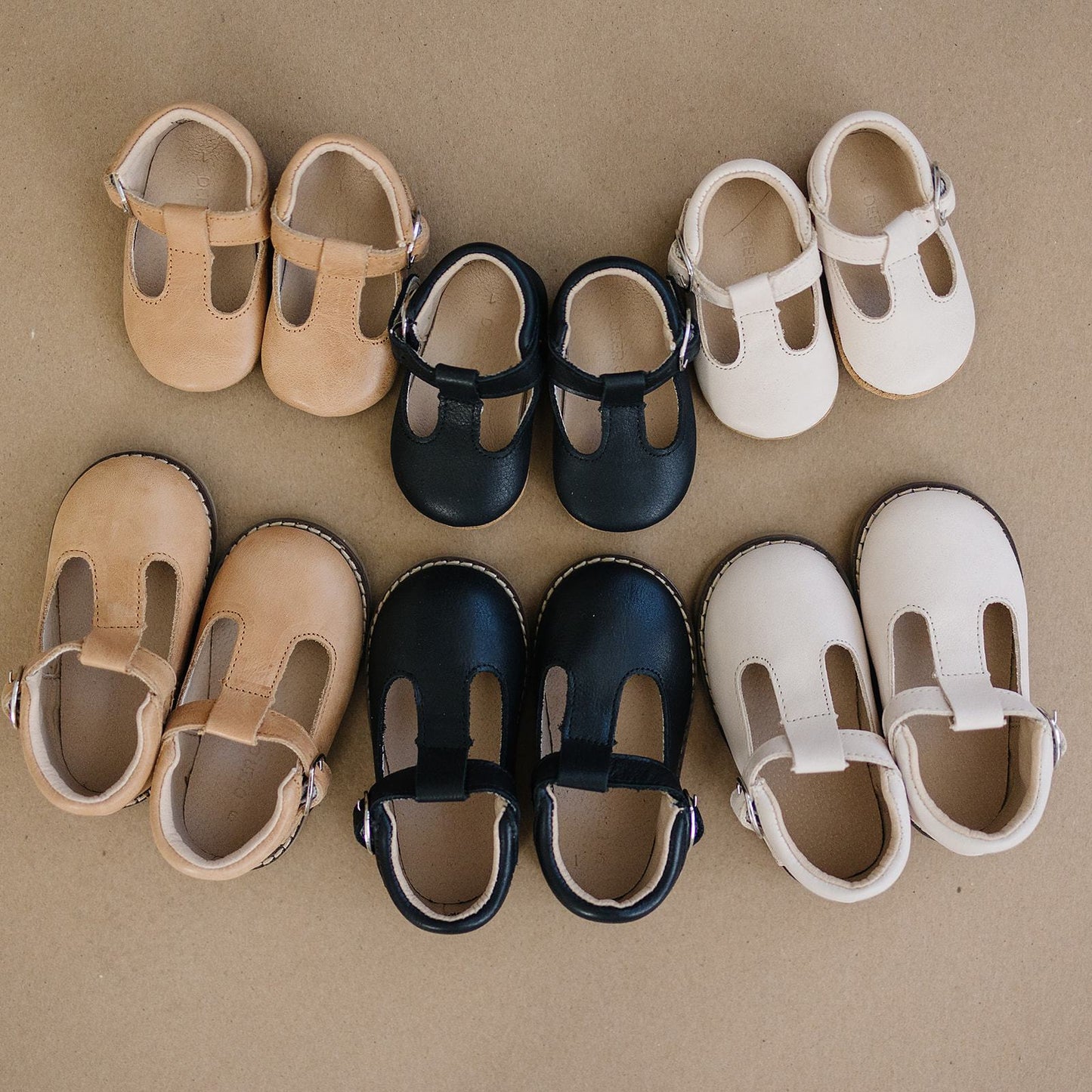 Cream - Classic T-Bar - US Size 1-4 - Soft Sole Shoes Deer Grace 