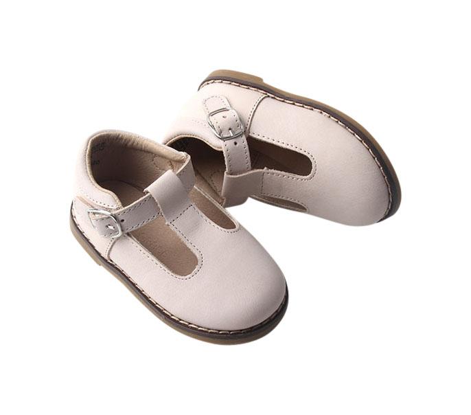 Cream - Classic T-Bar - US Size 5-10 - Hard Sole Shoes Deer Grace 