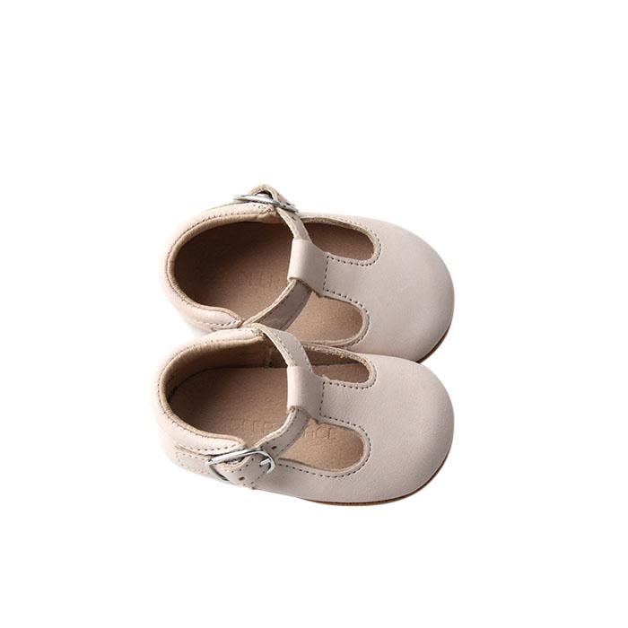 Cream - Classic T-Bar - US Size 1-4 - Soft Sole Shoes Deer Grace 