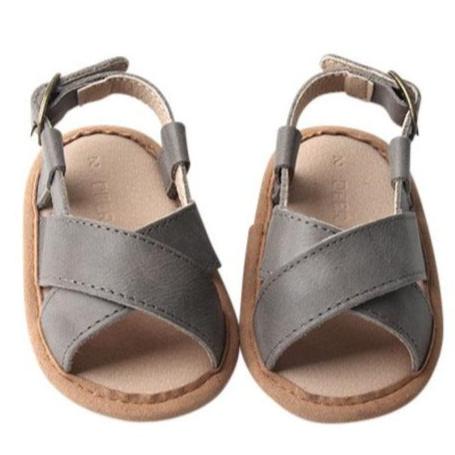 Grey - Cross Sandal - US Size 1-4 - Soft Sole Shoes Deer Grace 