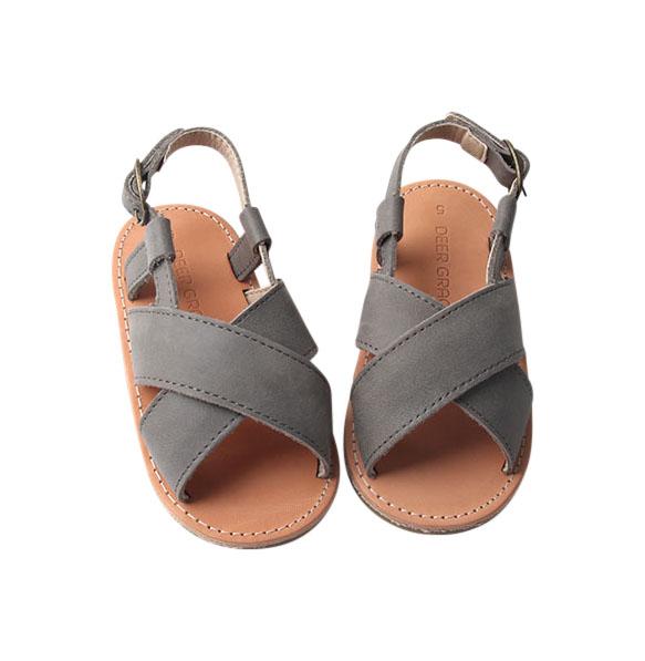 Grey - Cross Sandal - US Size 5-9 - Hard Sole Shoes Deer Grace 