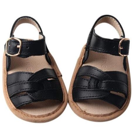 Black - Desert Sandal - US Size 1-4 - Soft Sole Shoes Deer Grace 