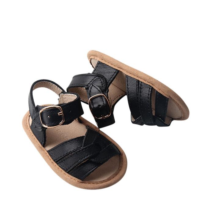 Black - Desert Sandal - US Size 1-4 - Soft Sole Shoes Deer Grace 