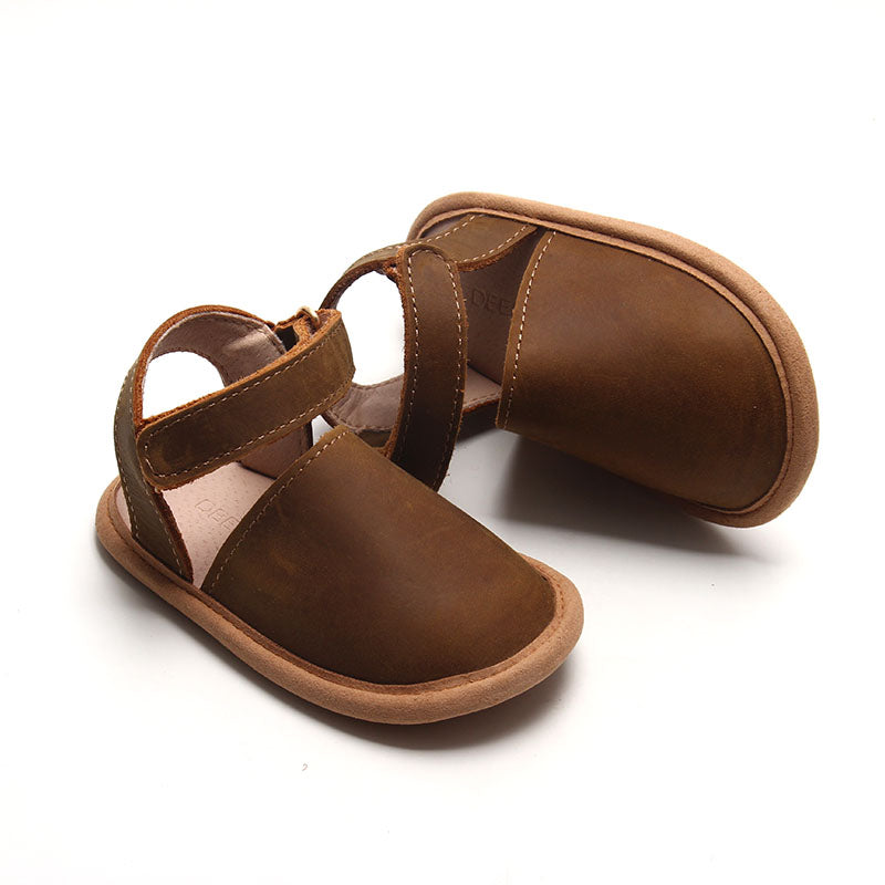 Brown- Emmie Flats - US Size 2-4 - Soft Sole Shoes Deer Grace 