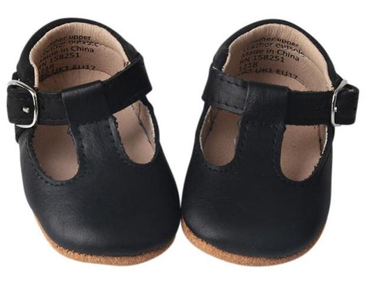 Black - Classic T-Bar - US Size 1-5 - Soft Sole Shoes Deer Grace 