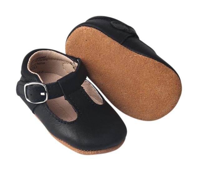 Black - Classic T-Bar - US Size 1-5 - Soft Sole Shoes Deer Grace 